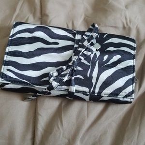 EUC Zebra Jewelry Travel Pouch